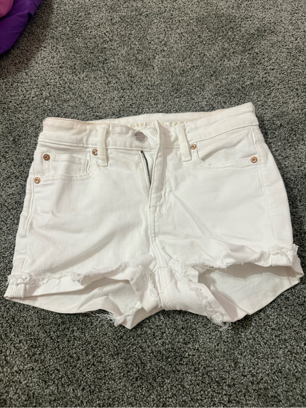 American Eagle Outfitters White Frayed Hem Denim Shorts